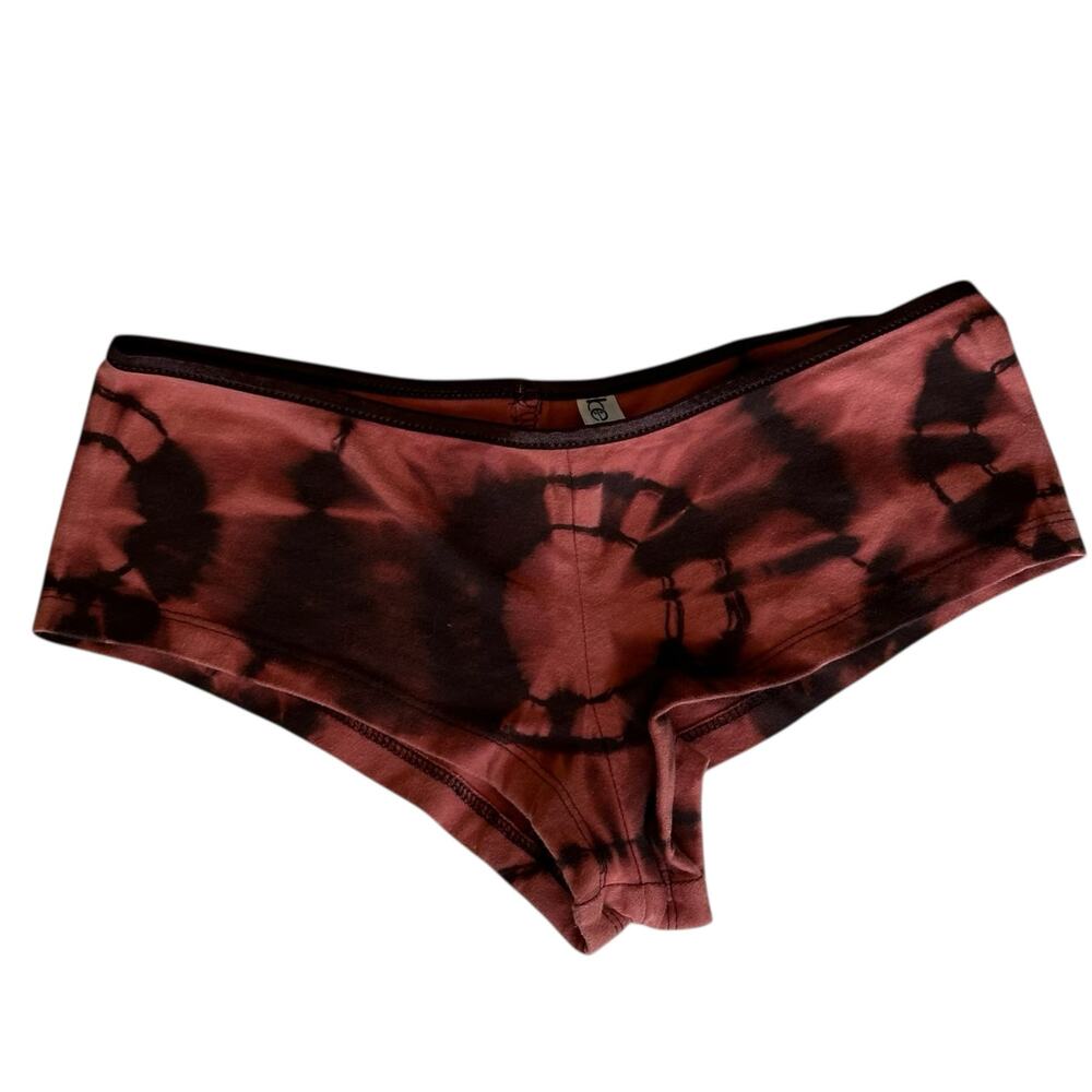 Womens Boy Short Underwear Size Juniors Medium Handmade Tie Dye Rust Panties NEW